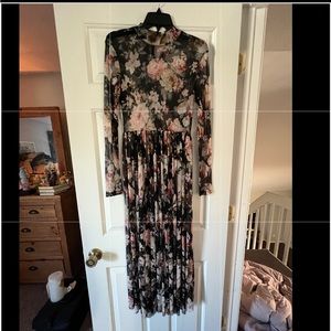 Black floral mesh dress